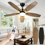 
5-Blade Ceiling Fan - Modern LED Fan - 6 Speeds - Reversible Blades - Black or Brown - Remote Control - 107 cm