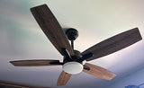 
5-Blade Ceiling Fan - Modern LED Fan - 6 Speeds - Reversible Blades - Black or Brown - Remote Control - 107 cm