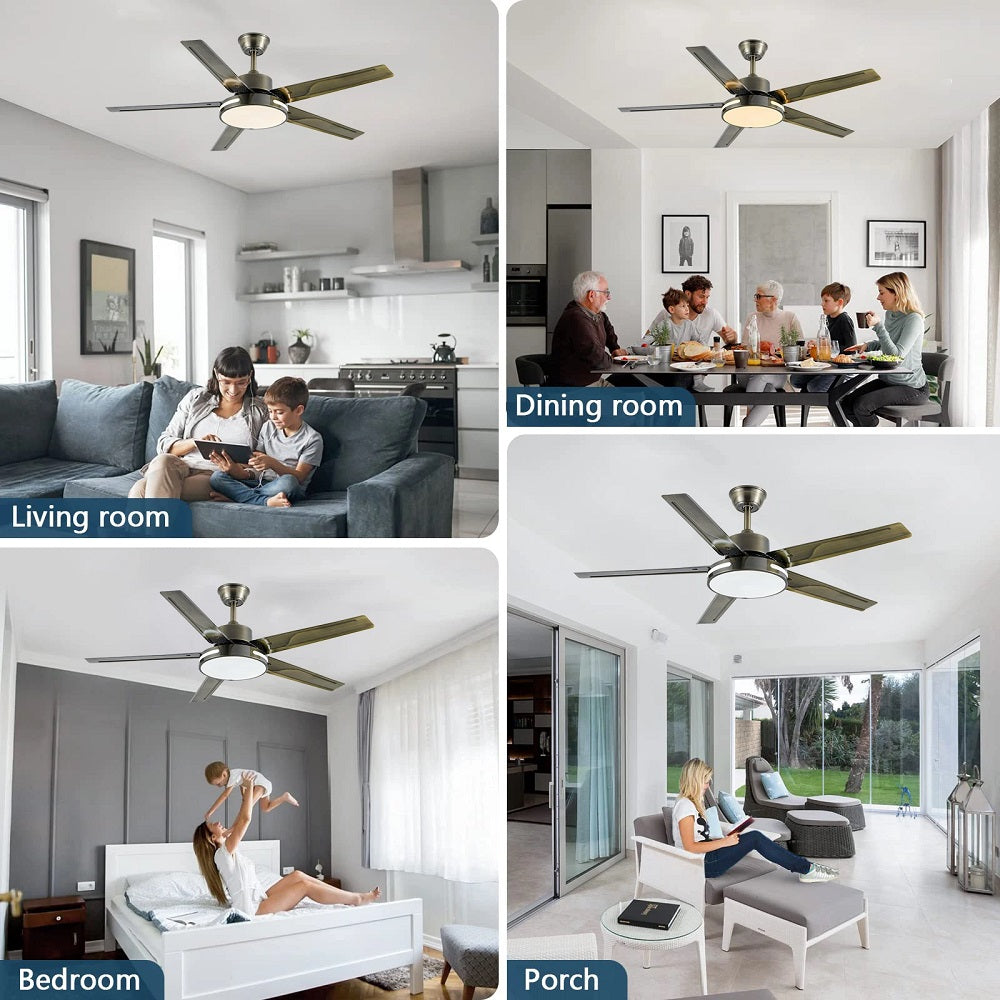 5 Blad Plafondventilator - Moderne LED Ventilator - 6 Snelheden - Bedienbaar Met Afstandsbediening - 132 cm - Grijs