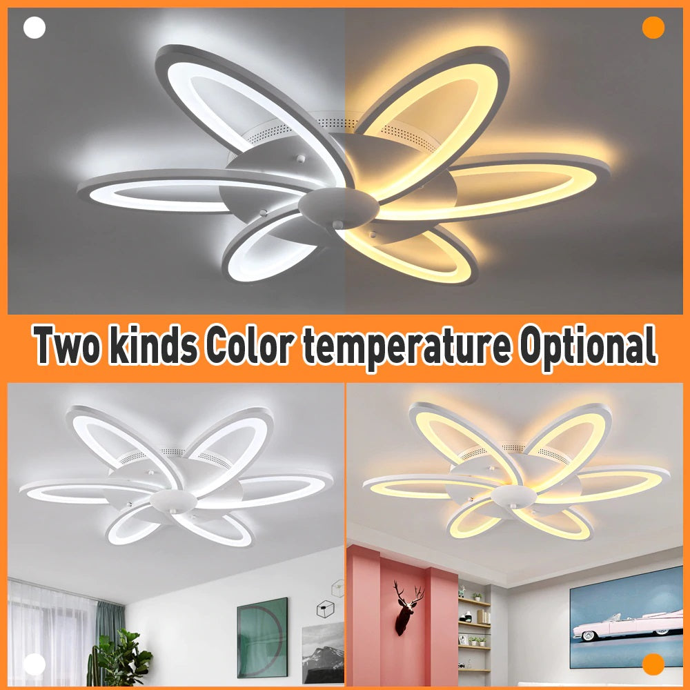 Modern Petal LED Ceiling Light - White - Dimmable With Remote Control - For Living And Dining Room - Ceiling Fixture