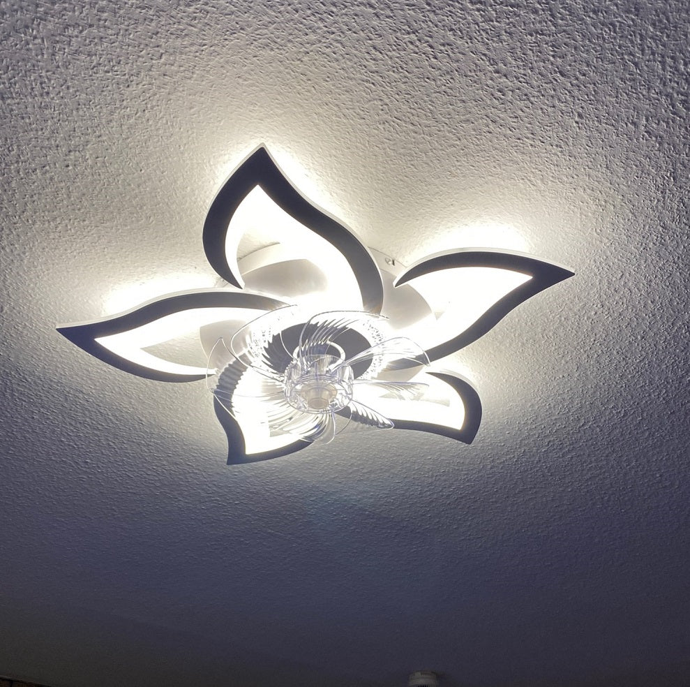 5 Lotus Ventilator Lamp - Plafondventilator - Smart Lamp - Met Dimmer - 6 Standen Ventilator - Keuken Lamp - Woonkamerlamp - Moderne lamp