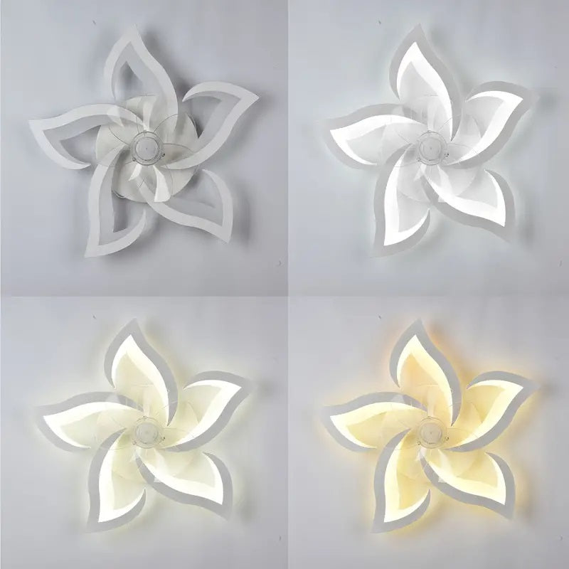 5 Lotus Ventilator Lamp - Plafondventilator - Smart Lamp - Met Dimmer - 6 Standen Ventilator - Keuken Lamp - Woonkamerlamp - Moderne lamp