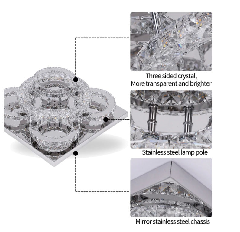 Moderne 5 Ringen Kristallen Plafondlamp - Voor Woonkamer En Eetkamer - Plafonnière