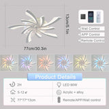 
5 Blade Ceiling Fan Light - Dimmable with Remote Control - RGB 12 Colors - Ceiling Fan with LED - Smart Life App - Living Room Light - Modern Lamp - Flush Mount Ceiling Light