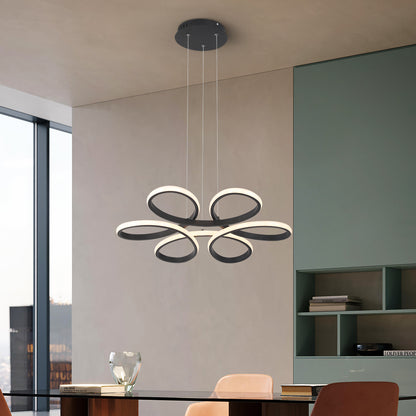 LuxiLamps - Modern Curls Pendant Lamp - Dimmable With Remote Control - Black - 59 cm - Living Room Lamp - Bedroom Lamp - Modern Lamp - Ceiling Lamp