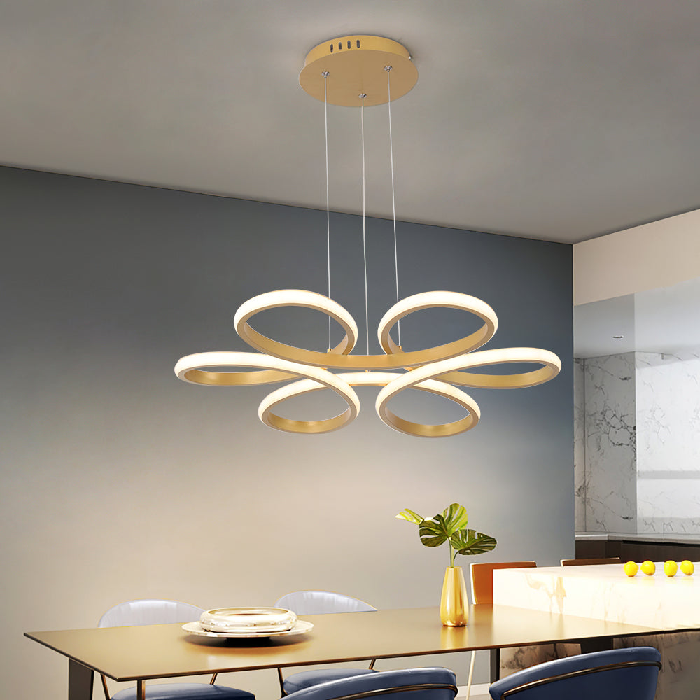 LuxiLamps - Modern Curls Pendant Lamp - Dimmable With Remote Control - Gold - 59 cm - Living Room Lamp - Bedroom Lamp - Modern Lamp - Ceiling Lamp