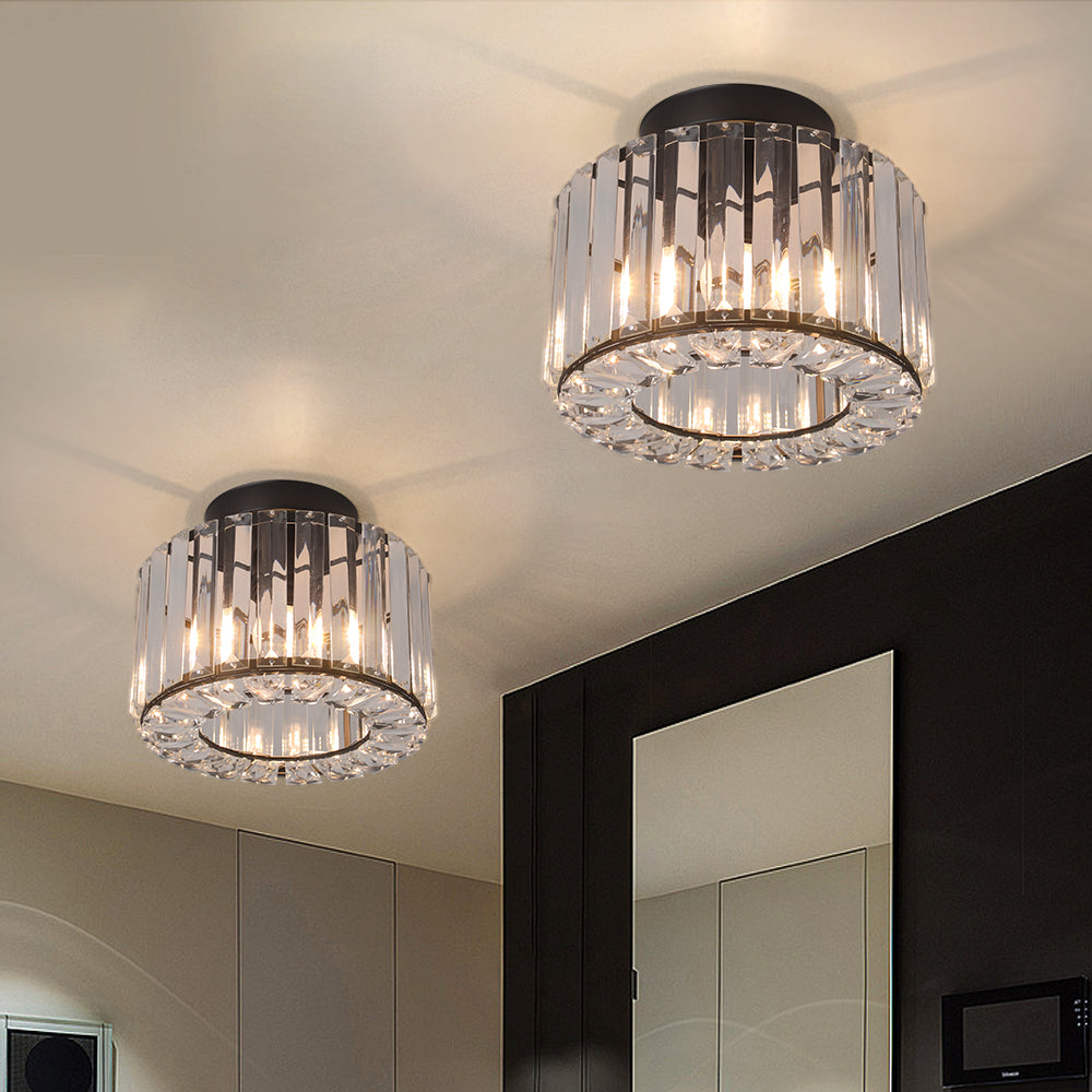 Plafondlamp - Verlichting - Gangpad - Lamp - Kristal Look - Plafonnière - 22 cm - Rond - Zwart - E27