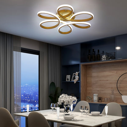 LuxiLamps - Krullen Plafondlamp - Dimbaar Met Afstandsbediening - Goud - 59 cm - Woonkamerlamp - Slaapkamerlamp - Moderne lamp - Plafonniere