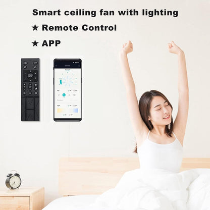 LuxiLamps - 4 Ringen LED Plafondventilator - Zwart - 6 Snelheden - Smart lamp - Dimbaar Met Afstandsbediening & APP - Moderne Cirkel Ventilator Licht - Kroonluchter Ventilator