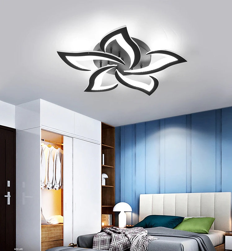 5 Sterren Plafondlamp Zwart - Met Afstandsbediening - Smart lamp - Dimbaar Met App - Woonkamerlamp - Moderne lamp - Plafoniere