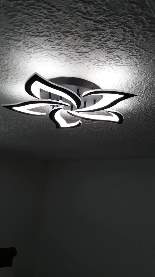 5 Sterren Plafondlamp Zwart - Met Afstandsbediening - Smart lamp - Dimbaar Met App - Woonkamerlamp - Moderne lamp - Plafoniere