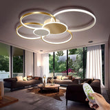 
Modern Ring LED Ceiling Light - Gold - Length 100 cm - Dimmable With Remote Control - For Living And Dining Room - Ceiling Fixture