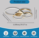 
Modern Ring LED Ceiling Light - Gold - Length 100 cm - Dimmable With Remote Control - For Living And Dining Room - Ceiling Fixture
