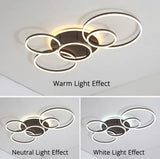 
Modern LED Ceiling Light With 6 Light Rings - Black - Dimmable With Remote Control - For Living And Dining Room - Ceiling Fixture