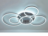
Modern LED Ceiling Light With 6 Light Rings - Black - Dimmable With Remote Control - For Living And Dining Room - Ceiling Fixture