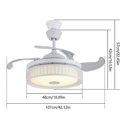 Moderne Smart Lamp Ventilator - Bluetooth - Met Speaker - Dimbaar Met Afstandsbediening - 7 Kleuren - Wit - 106 cm - Plafondventilator - Inklapbare Ventilator Lamp