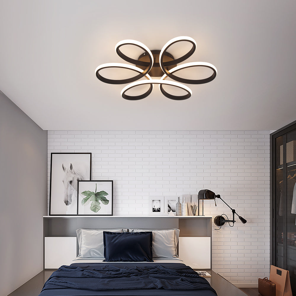 LuxiLamps - Krullen Plafondlamp - Dimbaar Met Afstandsbediening - Zwart - 59 cm - Woonkamerlamp - Slaapkamerlamp - Moderne lamp - Plafonniere
