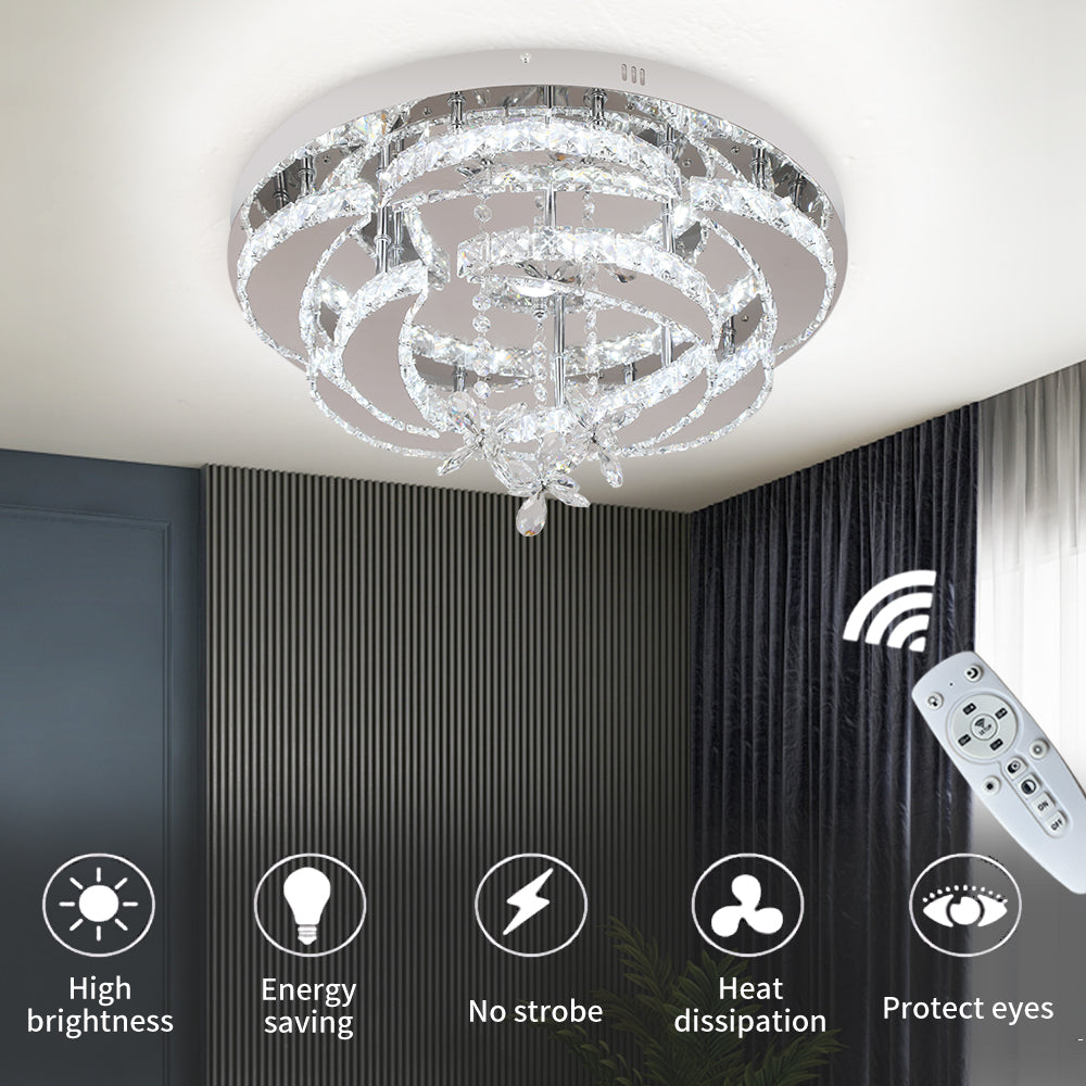 LuxiLamps - Moon Crystal LED Lamp - With Remote Control - Modern Lamp - Crystal Chandelier - Living Room Lamp - Ceiling Lamp