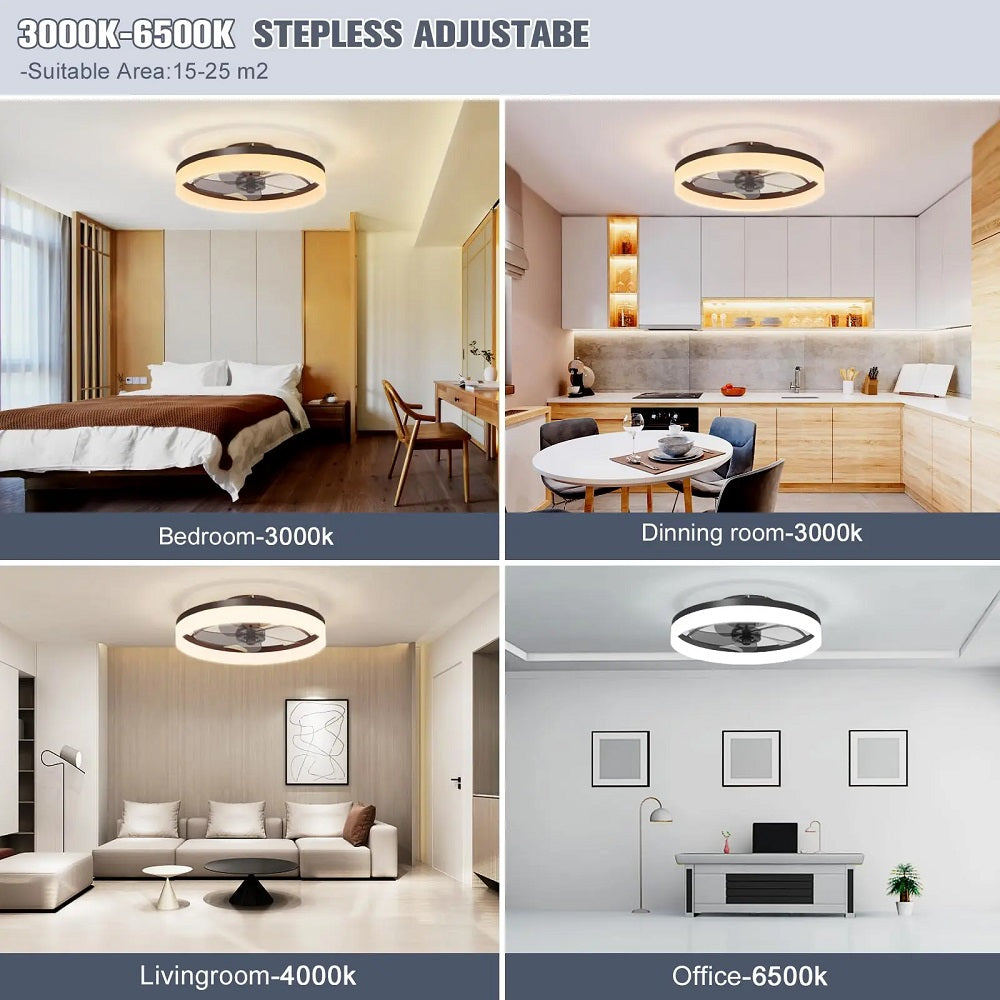 Ventilator Lamp - Plafondventilator - Zwart - Smart Lamp - Dimbaar - 6 Standen - Ventilator - Keuken Lamp - Woonkamerlamp - Moderne lamp