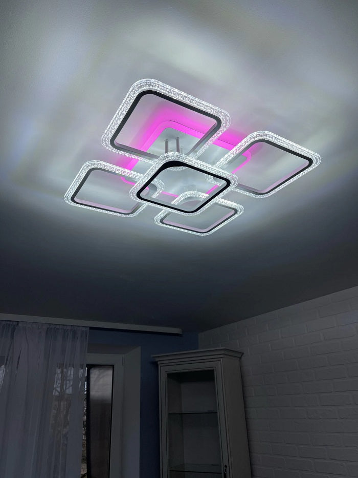 LuxiLamps - 4x1 Kop Plafondlamp - Smart Lamp - Wit - 50 cm - Afstandsbediening en APP - Woonkamer Lamp - Plafonniere