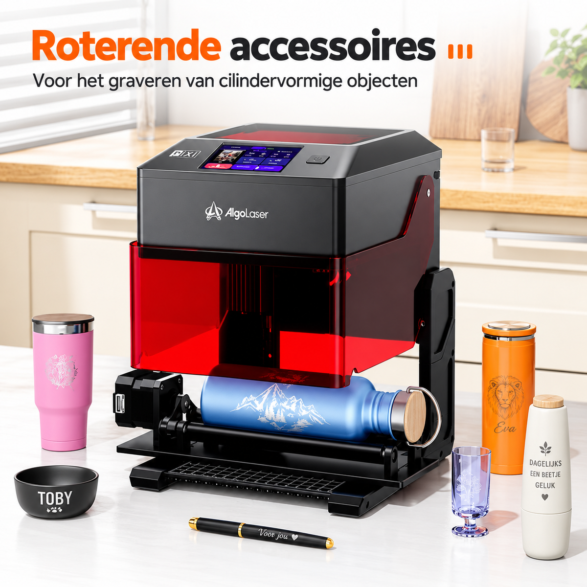 Laser Graveermachine Pixi 10W - 3.5 Inch Touchscreen - Laser Cutter - Laserprinter All In One - Graveren - Display - Zwart/Rood - Laser Snijmachine - Bedienbaar Met APP