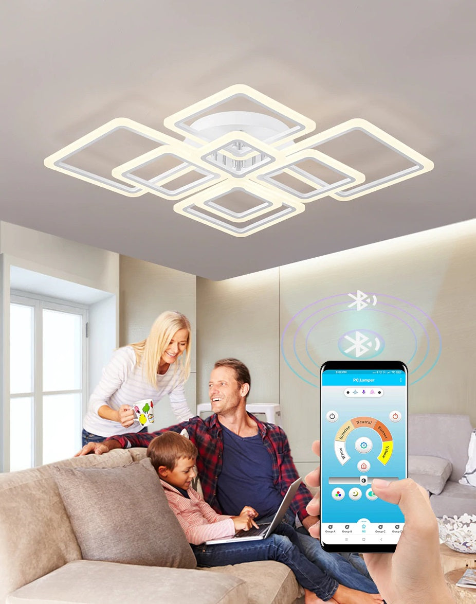 8-Head Ceiling Light - With Remote Control - Smart Lamp - App Dimmable - Living Room Lamp - Modern Lamp - Flush Mount Ceiling Light