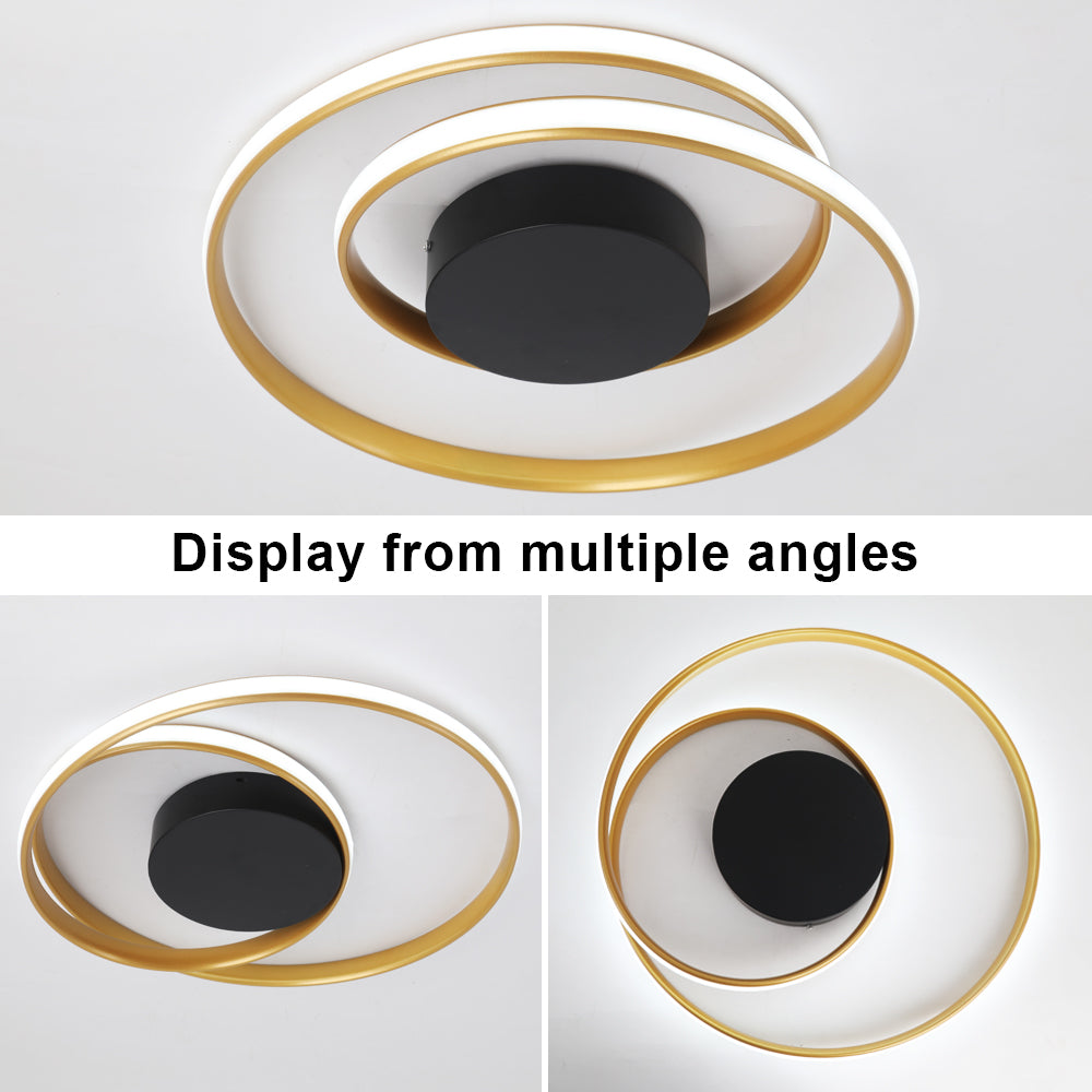 LuxiLamps - Ringen LED Plafondlamp - Dimbaar Met Afstandsbediening - Goud - 46 cm - Plafoniere - Keuken Lamp - Woonkamerlamp - Moderne lamp