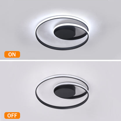 LuxiLamps - Ringen LED Plafondlamp - Dimbaar Met Afstandsbediening - Zwart - 46 cm - Plafoniere - Keuken Lamp - Woonkamerlamp - Moderne lamp
