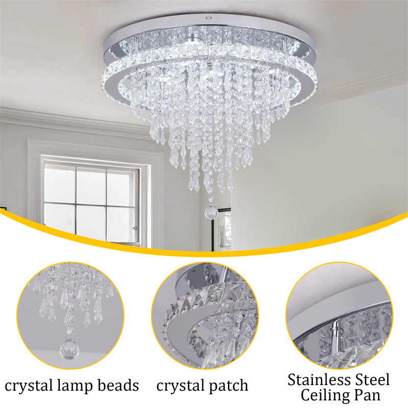 LuxiLamps - Kristallen Plafondlamp - Crystal Led Lamp - 50 cm - Met Afstandsbediening Dimbaar - Woonkamerlamp - Moderne lamp - LED Plafondlamp - Plafonniere