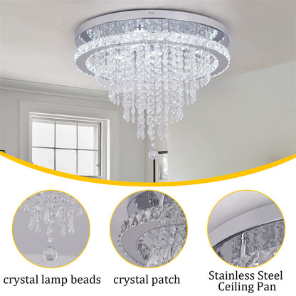 LuxiLamps - Kristallen Plafondlamp - Crystal Led Lamp - 50 cm - Met Afstandsbediening Dimbaar - Woonkamerlamp - Moderne lamp - LED Plafondlamp - Plafonniere