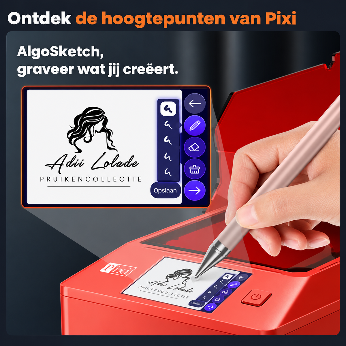 Laser Graveermachine Pixi 5W - 3.5 Inch Touchscreen - Laser Cutter - Laserprinter All In One - Graveren - Display - Zwart/Rood - Laser Snijmachine - Bedienbaar Met APP