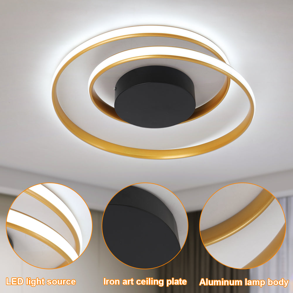 LuxiLamps - Ringen LED Plafondlamp - Dimbaar Met Afstandsbediening - Goud - 46 cm - Plafoniere - Keuken Lamp - Woonkamerlamp - Moderne lamp
