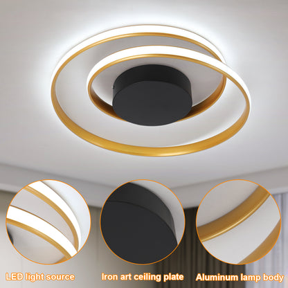 LuxiLamps - Ringen LED Plafondlamp - Dimbaar Met Afstandsbediening - Goud - 46 cm - Plafoniere - Keuken Lamp - Woonkamerlamp - Moderne lamp