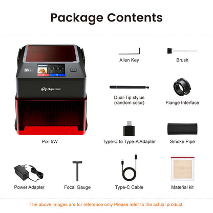 Laser Graveermachine Pixi 5W - 3.5 Inch Touchscreen - Laser Cutter - Laserprinter All In One - Graveren - Display - Zwart/Rood - Laser Snijmachine - Bedienbaar Met APP