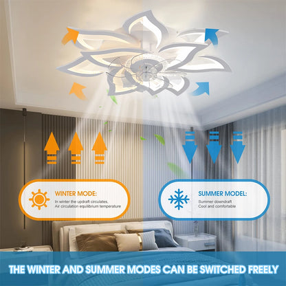 LuxiLamps - 10 Lotus Fan Lamp - Ceiling Fan - Smart Lamp - With Dimmer - 3 Modes Fan - Kitchen Lamp - Living Room Lamp - Modern Lamp