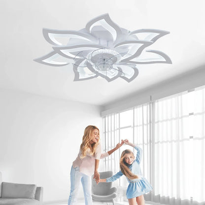 LuxiLamps - 10 Lotus Fan Lamp - Ceiling Fan - Smart Lamp - With Dimmer - 3 Modes Fan - Kitchen Lamp - Living Room Lamp - Modern Lamp