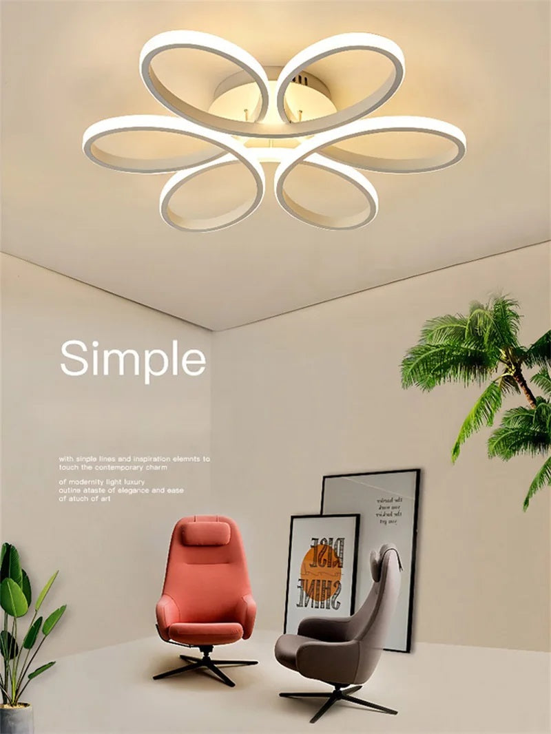 LuxiLamps - Krullen Plafondlamp - Warm Wit - 59 cm - Woonkamerlamp - Wit - Slaapkamerlamp - Moderne lamp - Plafonniere