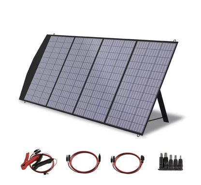 Zonnepaneel met omvormer - Inclusief accu - Camper - Vakantie - Boot - 140Watt paneel - 600W AC - Zonnepaneel inklapbaar
