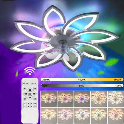 LuxiLamps - 8 Sterren Plafondlamp Met Ventilator - RGB - Met Afstandsbediening - 12 Kleuren - Dimbaar - 6 Standen Ventilator - Woonkamerlamp - Moderne lamp - Plafoniere