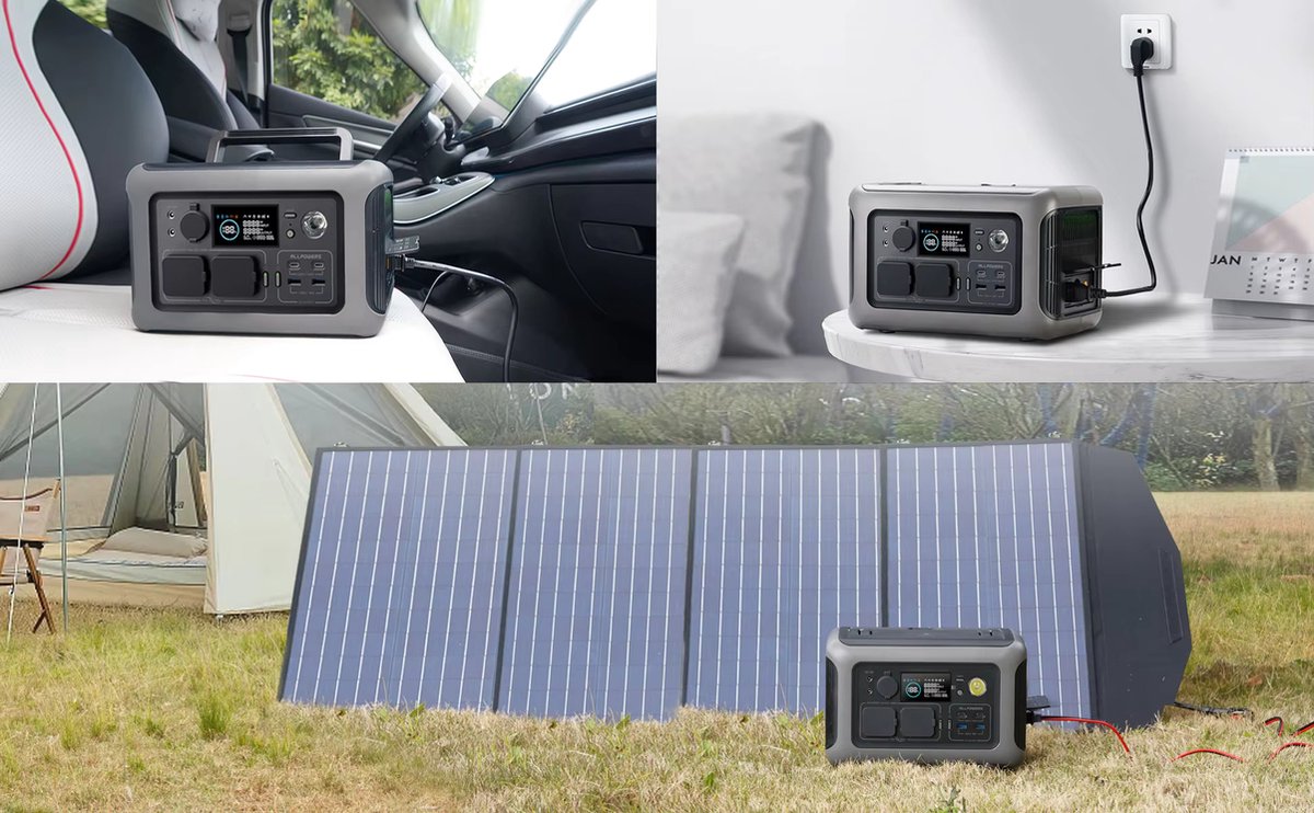 ALLPOWERS R600B - Draagbare Generator – 299Wh Capaciteit- LiFePO4 Powerstation – Output 600W - Piek 1200W - 8 Outputs AC/DC & USB - Compacte Stroomvoorziening met Stopcontacten - Kamperen en Outdoor Avonturen - Noodstroom - Draadloos Laden - met APP