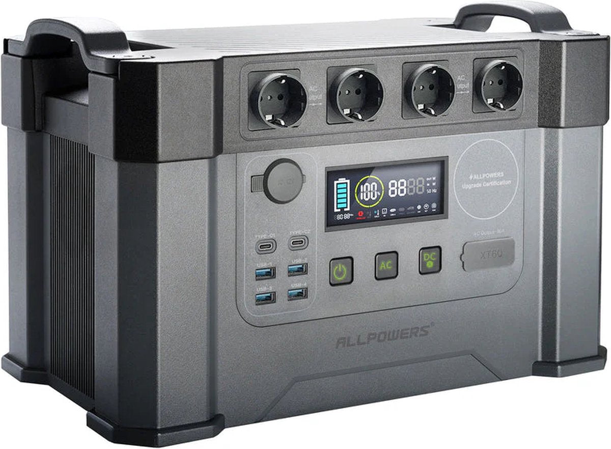 Allpowers S2000 PRO-R - Draagbare Powerstation - Krachtcentrale - 1500Wh / 1,5Kwh - Lithium-Ion - Output 2400W - 4000W Piek - 11 Outputs AC/DC & USB - Noodstroomvoorziening Voor Thuis, Camping en Outdoor Avonturen - Met APP