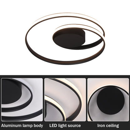 LuxiLamps - Ringen LED Plafondlamp - Dimbaar Met Afstandsbediening - Zwart - 46 cm - Plafoniere - Keuken Lamp - Woonkamerlamp - Moderne lamp
