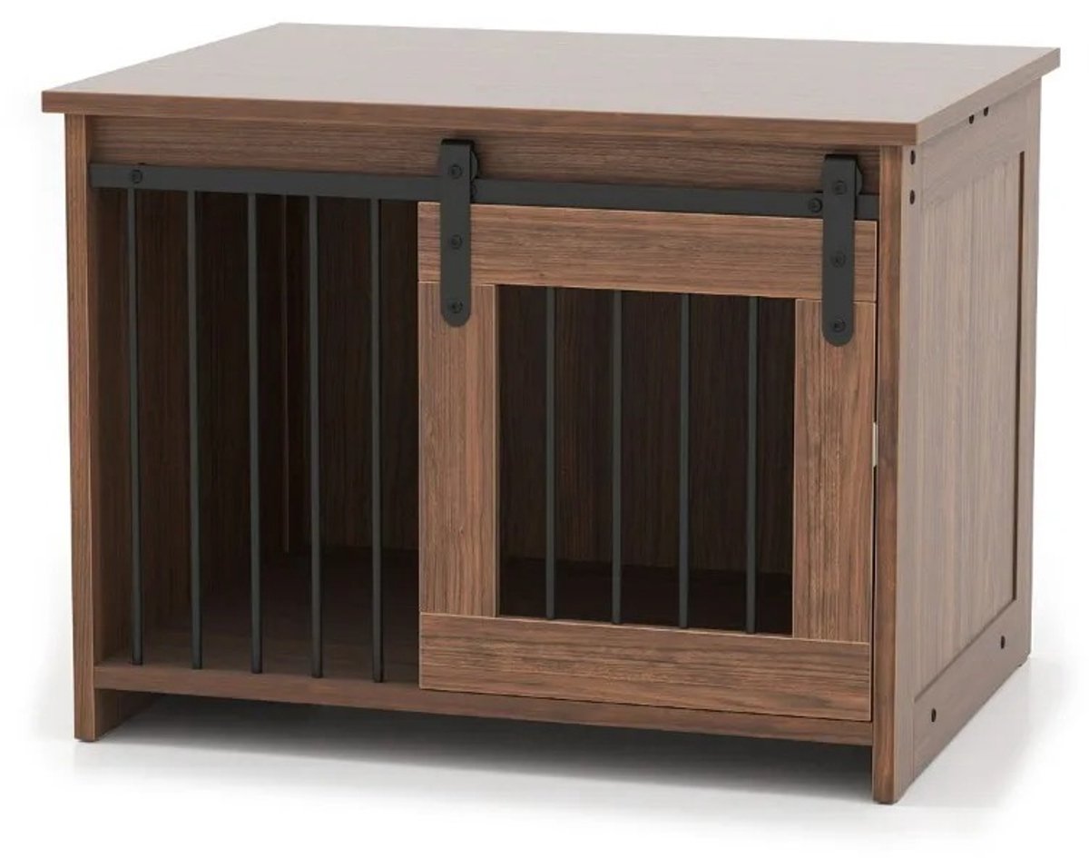 Bench - Hondenbench - Meubel - Hondenkooi - Hondenhok - Hondenbox - Salontafel - Schuifdeur - 80×60×60 Cm - Bruin