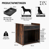 
Crate - Dog Crate - Furniture - Dog Cage - Dog House - Dog Pen - Coffee Table - 2 Drawers - 62×49.5×63 cm - Brown