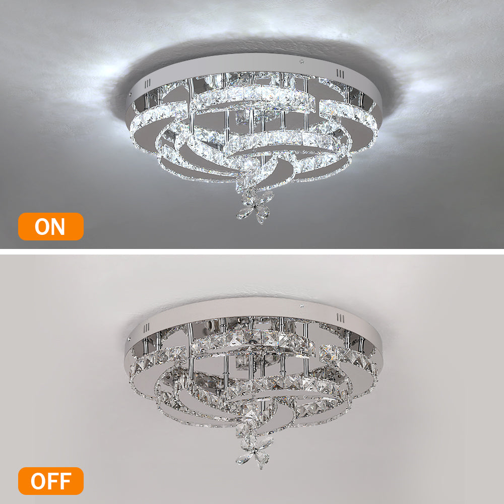 Flower Ceiling Light - Dimmable With Remote Control - Ceiling Lamp - Chrome - Modern LED Lamp - Chandelier - Kitchen Lamp - Living Room Lamp - Ceiling Fixture