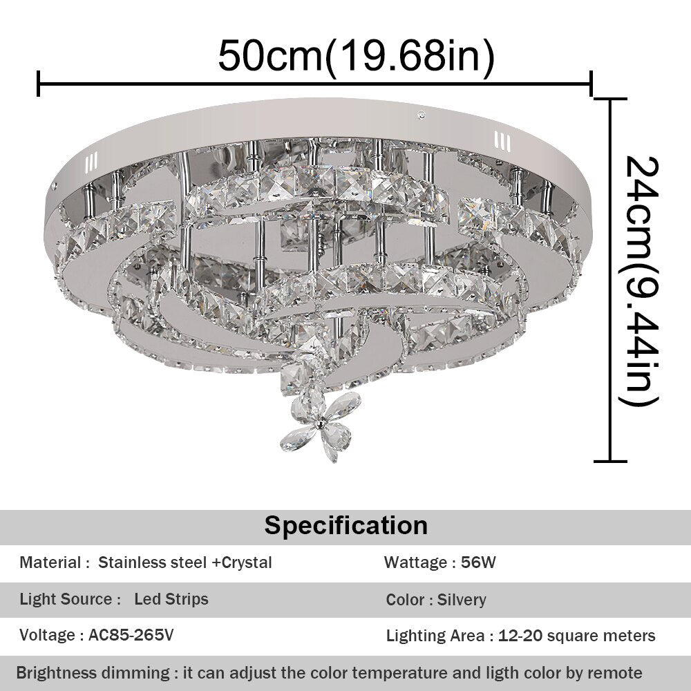 Flower Ceiling Light - Dimmable With Remote Control - Ceiling Lamp - Chrome - Modern LED Lamp - Chandelier - Kitchen Lamp - Living Room Lamp - Ceiling Fixture