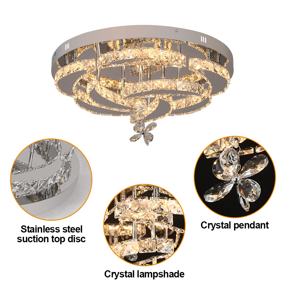 Flower Ceiling Light - Dimmable With Remote Control - Ceiling Lamp - Chrome - Modern LED Lamp - Chandelier - Kitchen Lamp - Living Room Lamp - Ceiling Fixture