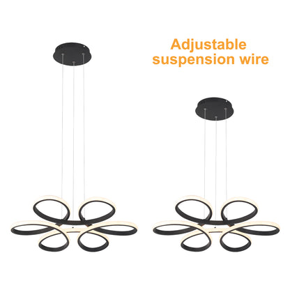 LuxiLamps - Modern Curls Pendant Lamp - Dimmable With Remote Control - Black - 59 cm - Living Room Lamp - Bedroom Lamp - Modern Lamp - Ceiling Lamp