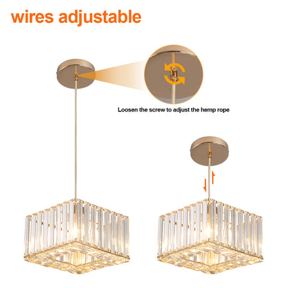 LuxiLamps - Crystal Hanglamp - Moderne Hanglamp - Goud - Kroonluchter - E27 - Eetkamer Hanglamp