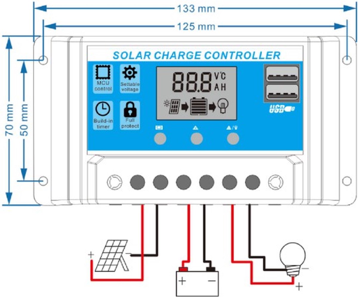 Zonnepaneelset - 100 W - Met 12 V/24 V-Laadregelaar En Aansluitkabels - Voor Camper En Schuur